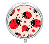 Ladybug 3 Compartment Pill Box for Wallet Travel Pill Organizer Metal Pill Organizer Medicine Organizer for Vitamin Oil Supplement