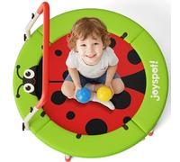 Ladybug 3FT Toddler Trampoline, 36” Foldable Mini Trampoline with Adjustable Handle for Kids Ages 3-6, ASTM Certified Indoor Outdoor Kids Jumper with Safety Padded Cover, Boy Girl Gift Supports 100LBS