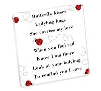 Ladybug Acrylic Office Desk Decor Sign Ladybug Lover Gift Missing You Ladybug Inspirational Gift Ladybird Lady Bug Room Home Decoration Accessories (Ladybug hugs y1)
