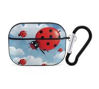 Ladybug and Cloud AirPods Pro Case Cover with Keychain Ring PC Hard Shell Protective Case for AirPods Pro 2nd for Women Men Generation Easy Open Full Drop Protection Cover Black-Style