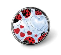 Ladybug And Cloud Badge,Comfort Light in Weight Round Emblem Cute Funny Decor Brooch Smooth Does Not Fade Badges for Hats Jackets Coat Shirt
