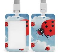 Ladybug and Cloud Badge Holder Hard Plastic Card Case Protector Pouch Name Key Card Holder Case for Office ID Credit Cards and Proximity Key Cards