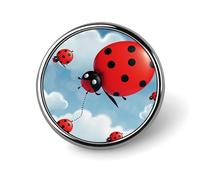Ladybug And Cloud Badges Circle with Button Design, Personalized Picture Pin Brooches, Round Badge Holders for Decorate Hat Shirt Clothing Bag Accessories