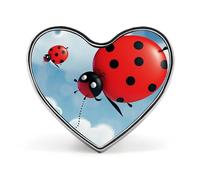 Ladybug And Cloud Badges Heart with Button Design, Personalized Picture Pin Brooches, Heart Badge Holders for Decorate Hat Shirt Clothing Bag Accessories