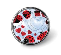 Ladybug And Cloud Badges Pin, 2.5cm Exquisite Round Badge, Lightweight Button Badges for Women Men, Decorative Metal Circular Brooch Pins for Clothing Backpacks Hats Gifts