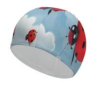 Ladybug and Cloud Bathing Cap High Elasticity Swimming Caps Fit Both Long Hair Short Hair Comfortable Large Shower Cap for Drag Reduction and Hair Protection