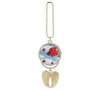 Ladybug and Cloud Car Hanging Ornament Rear View Mirror Pendant Lucky Presents Hanging Ornament Funny Car Pendant for Office Auto Home Decoration Golden-Style