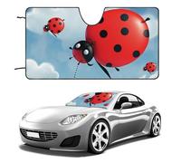Ladybug and Cloud Car Windshield Sun Shade Keep Car Interior Cool 55"x30" Folding Front Window Sun Shade, Heat Shield for SUV, Truck, Blocks UV