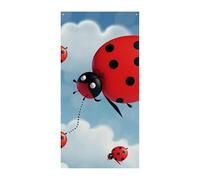Ladybug and Cloud Door Cover Spring Summer Hanging Flag Porch Sign Outdoor Seasonal Holiday Yard Decor for Front Door and Porch