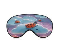 Ladybug and Cloud Eye Mask Soft Sleep Mask for Side Sleeper Light Blocking Night Eye Cover with Adjustable Strap Sleep Shade Cover Night Blindfold Eyeshade Sleeping Masks for Travel