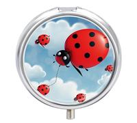 Ladybug and Cloud Pill Box Round Portable Small Pill Case Waterproof Travel Pill Box Organizer for Pocket Purse and Daily Convenience