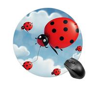 Ladybug and Cloud Round Mouse Pad Smooth Glide Gaming Mousepad Extra Density Portable Comfortable Mouse Mat for Desk, Home, Office 7.8x7.8 Inches