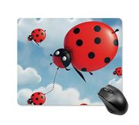 Ladybug and Cloud Square Mouse Pad Portable Computer Mousepad with Non-Slip Rubber Base 18 * 22cm Ultra-Thin Gaming Mouse Mat for Computer Laptop Office Desk Accessories
