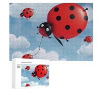 Ladybug and Cloud Wooden Puzzles for Adults 300 PCS Unique Shape Puzzles Wall Art Home Decor for Puzzle Lovers, Family, Friend Creative Gift Toys