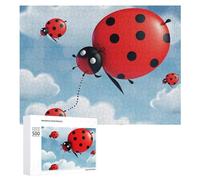 Ladybug and Cloud Wooden Puzzles for Adults 500 PCS Unique Shape Puzzles Wall Art Home Decor for Puzzle Lovers, Family, Friend Creative Gift Toys