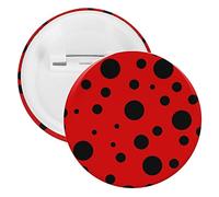 Ladybug Animal Seamless Texture with Red Background and Black Spots 5 PCs Round Tinplate Badge, Badge Lapel Tie Pin, Lightweight Button Badge for Women Men Office Worker Teacher Student Decor