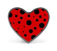 Ladybug Animal Seamless Texture with Red Background and Black Spots Heart Badge Smooth Surface Lapel Tie Pin, Lightweight Badge for Women Men Office Worker Nurse Teacher Student Shirts Backpack