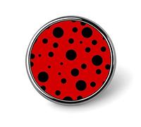 Ladybug Animal Seamless Texture with Red Background and Black Spots Round Badge Smooth Surface Lapel Tie Pin, Lightweight Badge for Women Men Office Worker Nurse Teacher Student Shirts Backpack