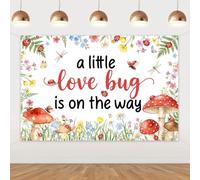 Ladybug Baby Shower Backdrop A Little Love Bug is on The Way Ladybird Lady Bug Theme Backdrop Banner Floral Garden Insect Photography Background for Mom to Be Boys Girls Baby Shower Supplies 5 * 3ft