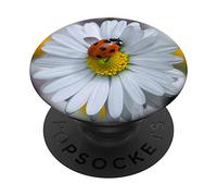 Ladybug Beetle Ladybird Orange Ladybeetle Daisy Flower PopSockets Swappable PopGrip