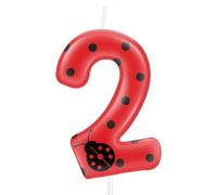 Ladybug Birthday Candles,Number 2 Birthday Decorations for Cake,Animal 2nd Happy Birthday Cake Topper,Red Ladybug Happy Party Decorations Supplies for Girl Boy Baby