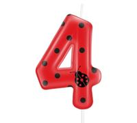 Ladybug Birthday Candles,Number 4 Birthday Decorations for Cake,Animal 4th Happy Birthday Cake Topper,Red Ladybug Happy Party Decorations Supplies for Girl Boy Baby