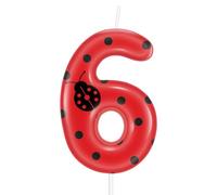 Ladybug Birthday Candles,Number 6 Birthday Decorations for Cake,Animal 6th Happy Birthday Cake Topper,Red Ladybug Happy Party Decorations Supplies for Girl Boy Baby