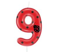 Ladybug Birthday Candles,Number 9 Birthday Decorations for Cake,Animal 9th Happy Birthday Cake Topper,Red Ladybug Happy Party Decorations Supplies for Girl Boy Baby