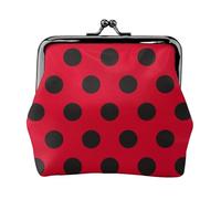 Ladybug Black Dotted Spots Red Print Coin Purse for Women, Kiss-lock Change Purse Wallets, Small PU Leather Coin Purses