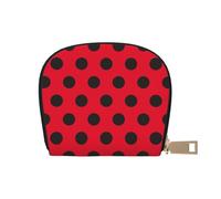 Ladybug Black Dotted Spots Red Print Credit Card Holder for Women, Card Case Wallet, Leather Credit Cards Holder Wallet