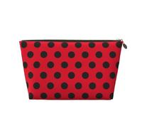 Ladybug Black Dotted Spots Red Print Makeup Bag, Cosmetic Travel Toiletry Bag for Women, Cute Leather Makeup Pouch Organizer