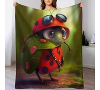 Ladybug Blanket, Fluffy Super Warm & Soft Throw, As Sofa Cushion Bedspread Or Living Room Blankets 100×130cm