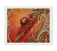 Ladybug Bottlebrush Spike Diamond Painting Kits for Adults 16"x20" 5D DIY Full Round Drill Diamond Art with Complete Tools Beginner Friendly Craft for Stress Relief, Home Wall Decor And Gift Idea