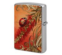 Ladybug Bottlebrush Spike Lighter Case Metal Double-Sided Lighter Cover Pocket Lighters Sleeve Windproof Lighters Accessories for Men Women