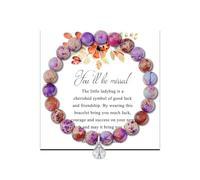 Ladybug Bracelet Ladybug Charm Ladybug Jewelry Ladybug Gifts for Women Miraculous Ladybug Jewelry Ladybug Charms Good Luck Gifts New Job Gift Farewell Gift, S, 合金钢, Agate