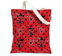 Ladybug Canvas Tote Bag for Women, Playful Fanciful Heart Polka Dot Spring Red Washable Reusable Aesthetic Tote Bag Ideas for Outdoor Travel Workday Reading 13x15 Inch
