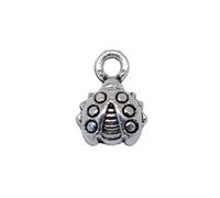 Ladybug Charms For Hat & Scarf Embellishments, 11x8mm, Antique Silver Color, 40 Pieces