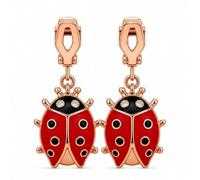 Ladybug Clip On Earrings for Women Red Ladybug Dangle Ear Clips Non Piercing Spring Garden Cute Animal Jewelry Gifts, M, Zinc, No Gemstone
