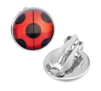 Ladybug Clip on Earrings, Stylish Round Black Spot Red Studs Lady Bug Earrings Studs Jewelry Gifts for Women (Style C)