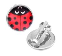 Ladybug Clip on Earrings, Stylish Round Black Spot Red Studs Lady Bug Earrings Studs Jewelry Gifts for Women (Style B)