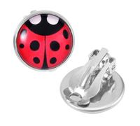 Ladybug Clip on Earrings, Stylish Round Black Spot Red Studs Lady Bug Earrings Studs Jewelry Gifts for Women (Style A)