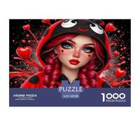 Ladybug Costume Figure Jigsaw Puzzle for Adults 1000 Piece Jigsaw Puzzle Red Heart Element Relaxing Gift 52x38cm/1000pcs