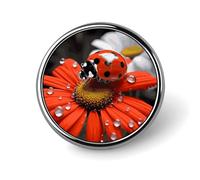 Ladybug Daisy Button Pin 1 Inch, Personalized Metal Lapel Pins, Lightweight Round Brooch Pin, Elegant Button Badges, Funny Enamel Pins for Shirts Jackets Bags & Gift