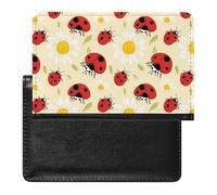 Ladybug Daisy Flower Printed Passport Holder Cover PU Leather Travel Waterproof Slim Passport Wallet for Airport