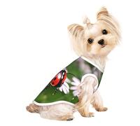 Ladybug Daisy Print Dog Lightweight Shirt,Summer Cool Breathable Dog T-Shirts,Pet Sleeveless Stretchy Clothes
