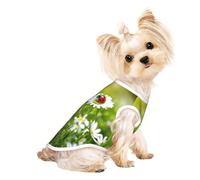 Ladybug Daisy Print Dog Sleeveless Vest Stretchy Breathable Pet T Shirt Apparel for Dogs Cats