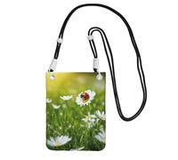 Ladybug Daisy Print Small Crossbody Bags for Women Lightweight Phone Bag Purses Adjustable Strap, Black, One Size