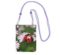 Ladybug Daisy Print Small Crossbody Shoulder Bag, Cell Phone Bag Wallet Purses with Adjustable Strap for Women, Purple, One Size