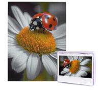 Ladybug Daisy Puzzle for Adults 500 Pieces Personalized Jigsaw Puzzles from Photos, Challenging Puzzle Perfect for Game Nights, Wooden Puzzles Gift for Holiday Birthday