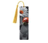 Ladybug Daisydouble Sided Printed Wooden Bookmark 18x3.1cm for Reading, A Gift for Book Enthusiasts and Readers, and A Reading Accessory for Book Enthusiasts